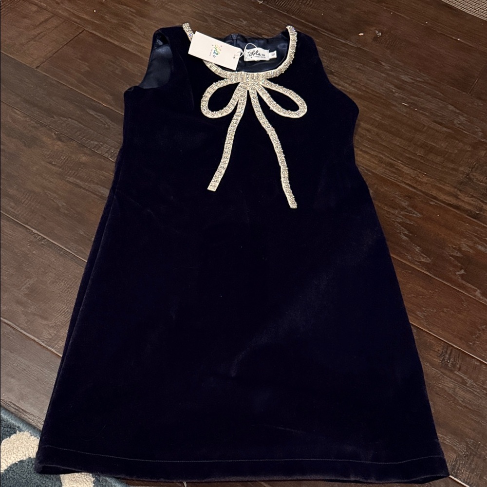 NWT Lola and the Boys silver bow dress